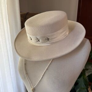 Bollman 100% Wool‎ Felt Cream Western Bolero Hat w/ Star Concho Band Made in USA